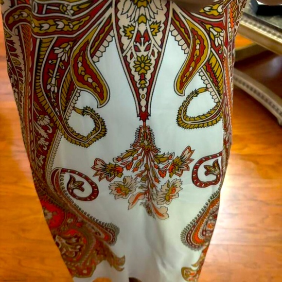 Bohemian Style Printed Spaghetti Strap, Orange, Red Gypsy long boho dress size L - Picture 5 of 6